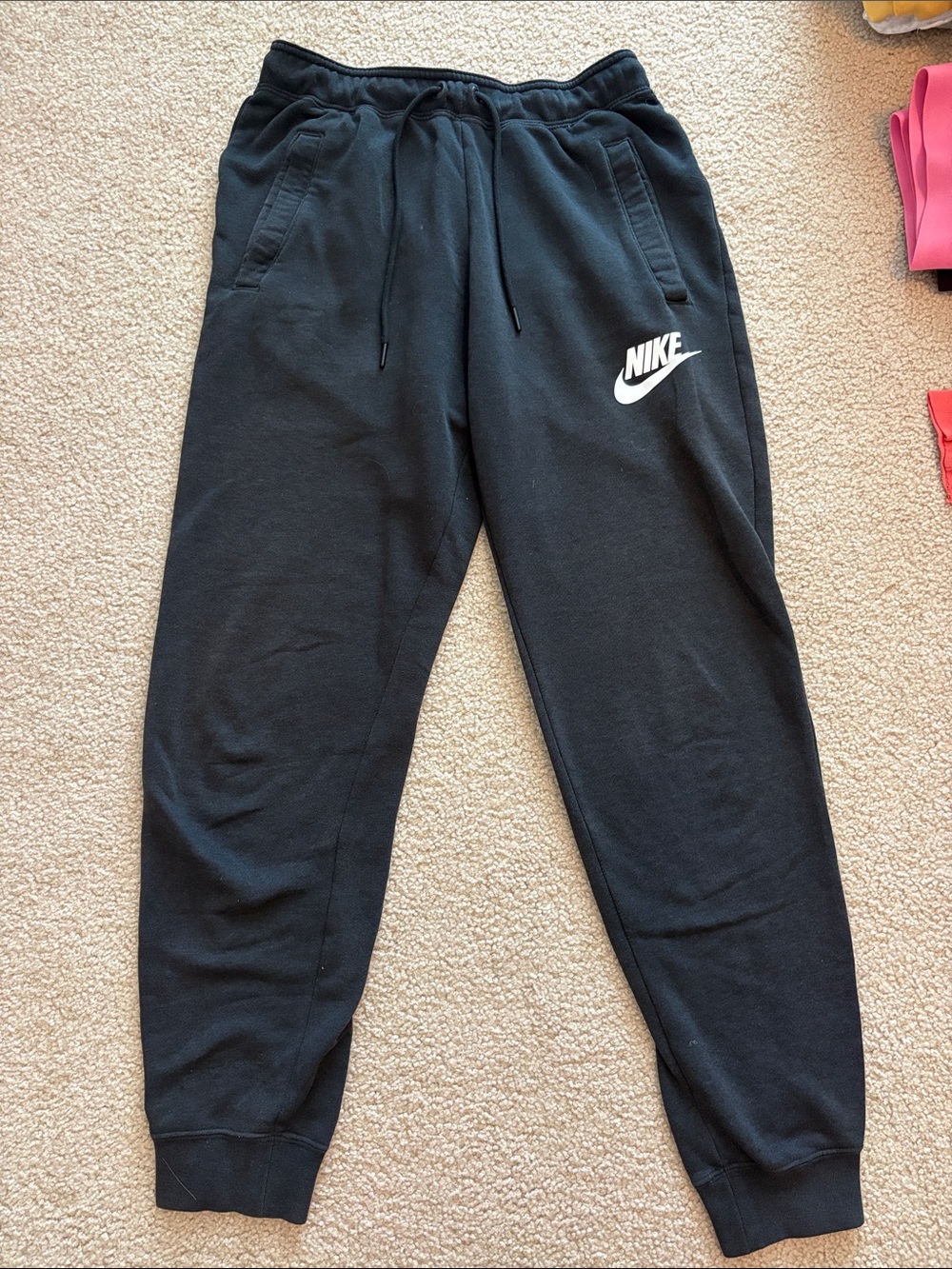 Nike Black Jogger Sweatpants with White Swoosh